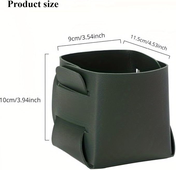 Multi-purpose Nordic Leather Desktop Storage Box - Makeup Brush Holder, Pen Organizer for Table, Innovative Design Desk Organizer for Home & Office (Dark green)