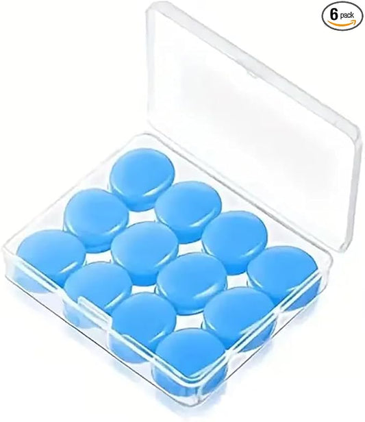 Moldable Silicone Noise Cancelling Earplugs 6 Pairs for Sleeping, Swimming, Shooting,Taking a Plane (Blue, One Size)
