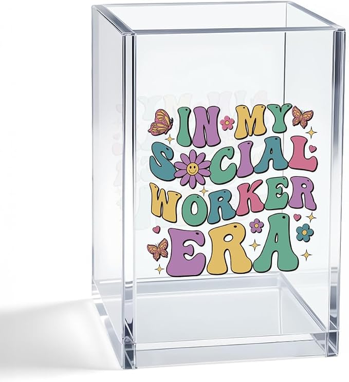 In My Social Worker Era Acrylic Organizer Pencil Pen Holder, Career Theme Desk Storage Organizer, Appreciation Thank You Promotion Gifts for Social Worker Therapist Counselor Coworker Boss