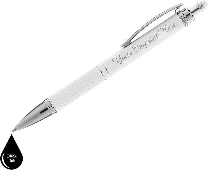 ExpressDesigns™ - Personalized Pens Gift Set - 2 Pack of Soft Touch Metal Pens w/gift box - Luxury Ballpoint Pen Custom Engraved with Name or Message (White)