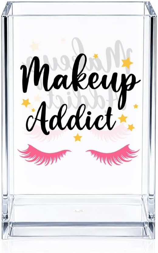 Makeup Acrylic Cosmetic Pencil Pen Holder, Funny Eyelashes Vanity Accessories, Makeup Brushes Holder for Beauty Specialist Esthetician Cosmetologist, Make Up Artist MUA Appreciation Gifts