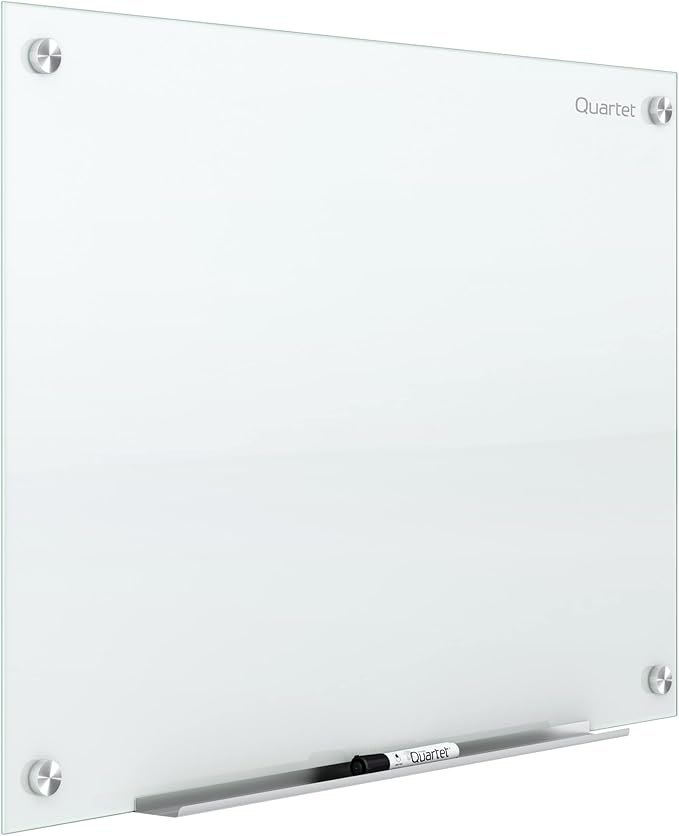Quartet Glass Whiteboard, Non-Magnetic Dry Erase White Board, 36"W x 24"H, Includes Accessory Tray, 1 Marker and 2 Glass Board Magnets, White Surface, Infinity (G3624NMW)