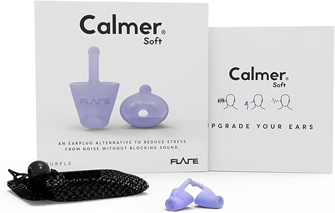 Flare Audio Calmer – Earplugs Alternative for Sound Sensitivity | Reduces Stress from Everyday Noise | No Muffling | Soft Reusable Silicone | Soft Purple | 1 Pair (Pack of 1)