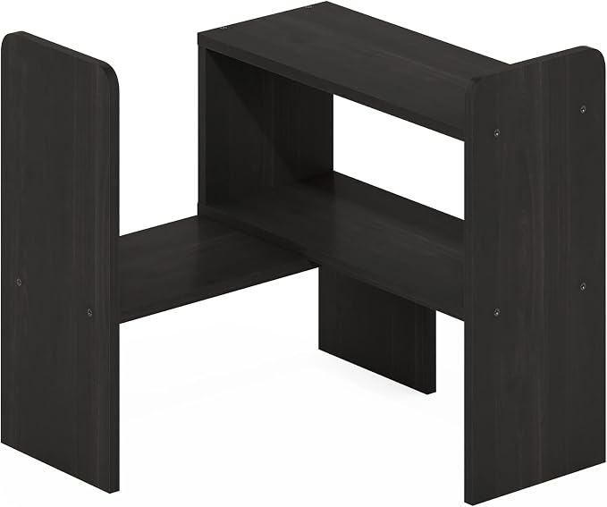 Furinno Classic Geometric Desk Organizers and Accessories, Black Espresso | Desk Top Book Shelf, for Office Supplies, Organization, Desk Accessories