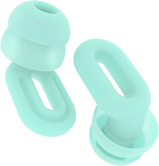 Focus Plus Earplugs with Double Tips – Reusable Silicone Ear Plugs for Sleep, Focus, Travel, Misophonia, 23 dB Noise Reduction + 5 dB with Double Tips (Cyan, Pack of 1)
