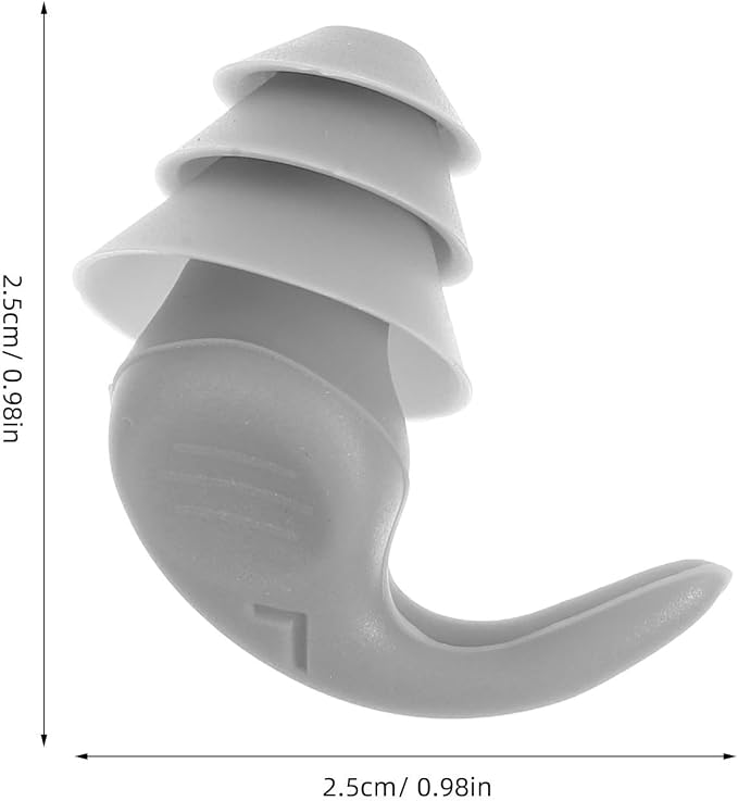 Noise Reduction Silicone Tips with Carrying Case, Reusable for Sleeping, Studying, Concerts, and Travel, Gray Pair (Left + Right)