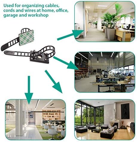 50 Pieces Cable Management Desk Wire Organizer Cable Ties Zip Ties Adhesive Cord Clips Cord Keeper Desk Wire Management | Versatile 50-pack for multiple desks, rooms, and workstations; adhesive-backed nylon straps adjust and release for reuse.