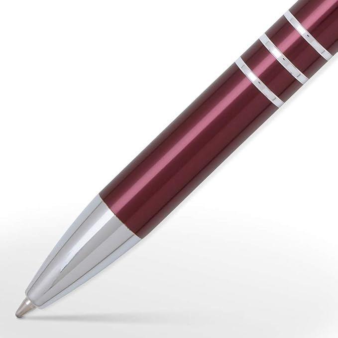 5 Custom Laser-Engraved Ballpoint Pen & Letter Slitter Gift Sets. Includes Case. Blue Product Color with Silver Accents. Black Ink