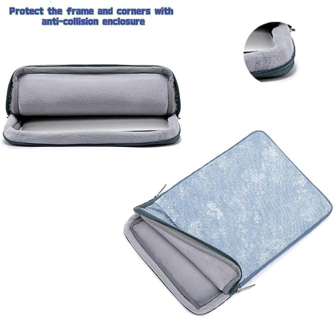Kinmac 360° Protective Vertical Laptop Sleeve Case Cover Bag (Blue Denim PU, 15 inch-15.6 inch)