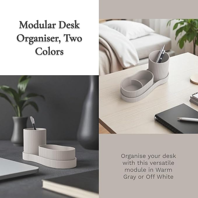 Eco-Friendly Minimalist Organizer for Desk & Home – Customizable Storage for Office Supplies, Stationery, and Accessories – Space-Saving Desktop Organization Solution (Warm Gray)