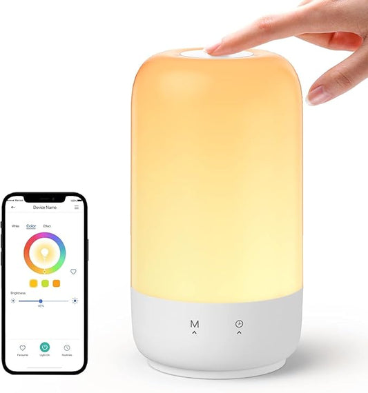 Meross Smart Table Lamp for Bedroom, Smart Lamp Works with Homekit and Alexa, WiFi LED Nightstand Lamp with Tunable White & Dimmable RGBW, Schedule and Timer, Voice App Touch Control
