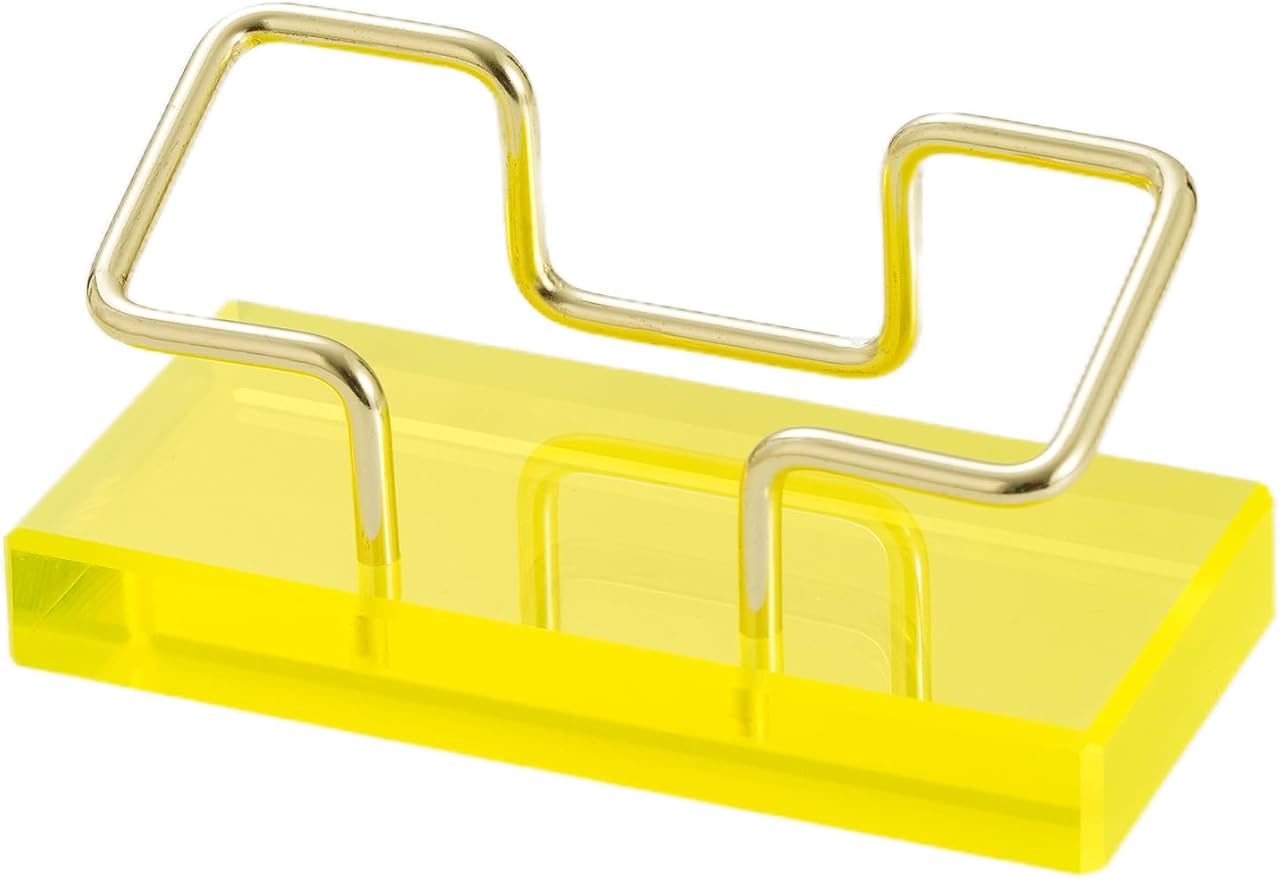 Business Card Holder for Desk, Modern Card Organizers and Office Desk Accessories for Men and Women (Yellow & Golden)