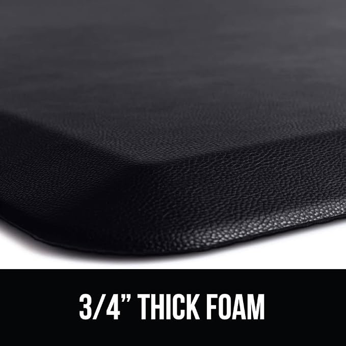 GORILLA GRIP Comfortable Cushioned Kitchen Mats for Floor, Waterproof Stain Resistant Top, 3/4 Inch Thick Ergonomic Standing Desk Anti Fatigue Mat, Supports Ankles and Feet, 17x24, Black (Pack of 2)