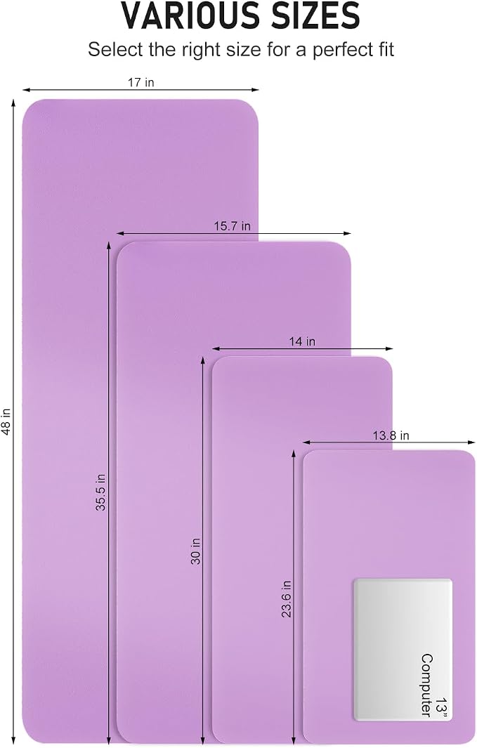 Desk Pad, 48" x 17" PU Leather Non-Slip Desk Mat Large Mouse Pad for Desktop, Waterproof Laptop Computer Writing Mat for Office, Home, Work, Gaming, Purple