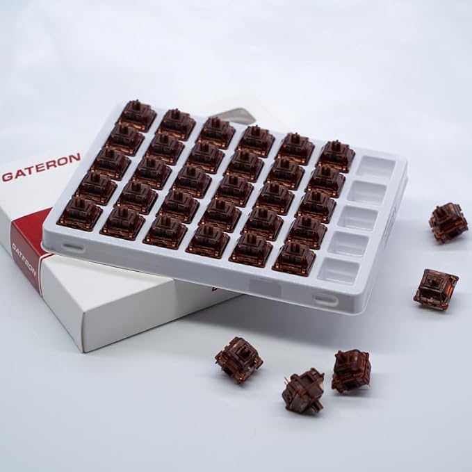 GATERON Phantom Brown Keyboard Switches, Tactile 55gf RGB LED Factory Pre-lubed Key Switches for MX Mechanical Keyboard(Brown, 110PCS)