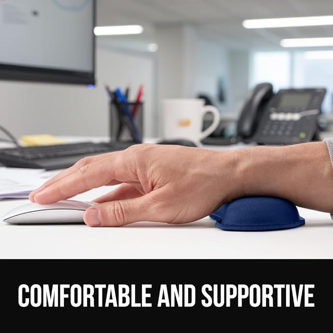 GORILLA GRIP Silky Memory Foam Keyboard Wrist Rest for Computer and Mouse, Ergonomic Typing Support Pad, Desk Office Supplies, Gaming Accessories, Hand & Arm Mousepad Cushion and Coaster Set Navy Blue
