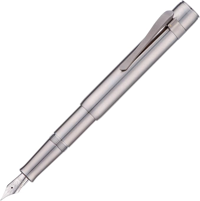 HONG DIAN M2 Titanium Mini Fountain Pen, Fine Soft Nib & Sleek Shape Metal Short Pocket Travel Pen (Titanium Gray)