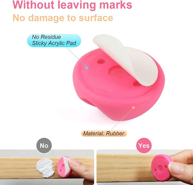 Shintop Cable Clips, Desk Cable Drop, Desk Wire Clips for All Your Computer, Electrical, Charging or Mouse Cord (Colorful,6pcs) | Colorful Rubber Cable Holder, Residue-Free, Desk Wire Clips for Mouse Cord, Keeps Cables Accessible, Helps Prevent Slipping
