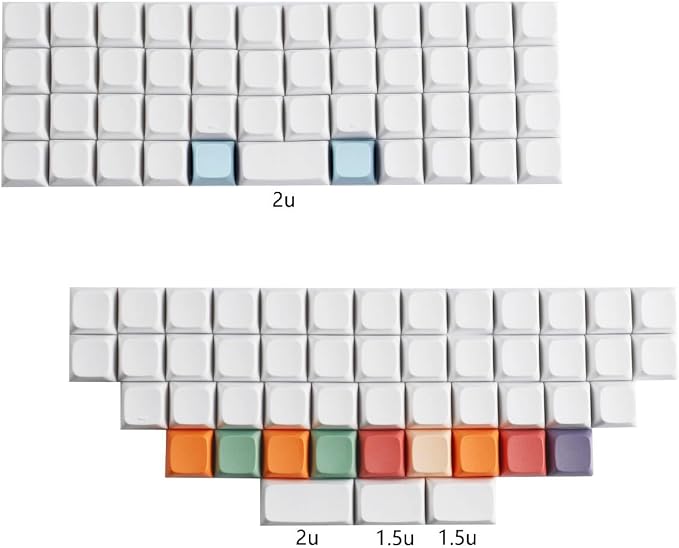 YMDK XDA DSA Blank Colorful PBT Keycaps Suitable for Ortholinear Layout MX Keyboard XD75 ID75 Split 36 Corne Split 46 Planck Preonic Niu40 (XDA 96)