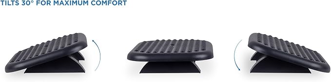Mount-It Foot Rest Under Desk, 18 x 13 in Adjustable Ergonomic Footrest | 3 Tilt Angles Up to 30 Degrees, Non Slip Foot Stool at Work, Massage Surface, Durable Plastic, Home or Office, Black