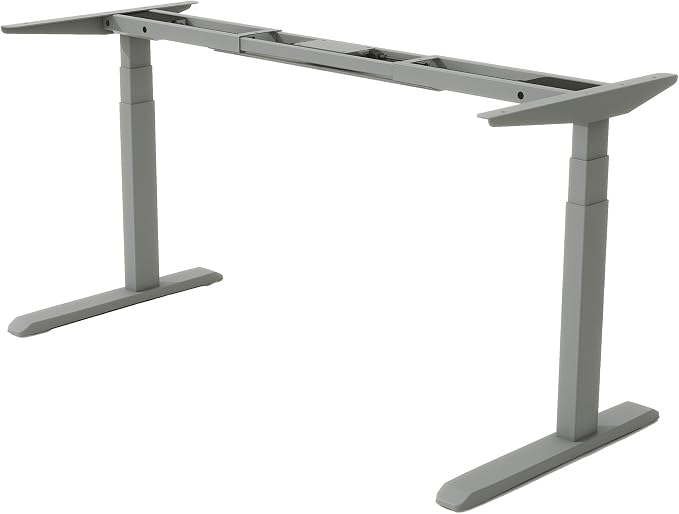 Fromann Dual Motor Standing Desk Frame 3 Stage Legs Electric Heavy Duty Sit Stand up Height Adjustable Desk Base for Home and Office (Grey)