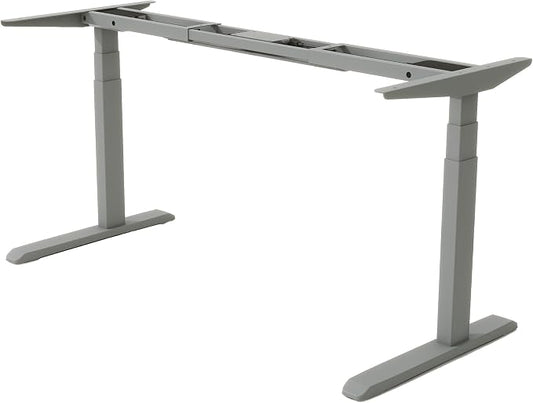 Fromann Dual Motor Standing Desk Frame 3 Stage Legs Electric Heavy Duty Sit Stand up Height Adjustable Desk Base for Home and Office (Grey)