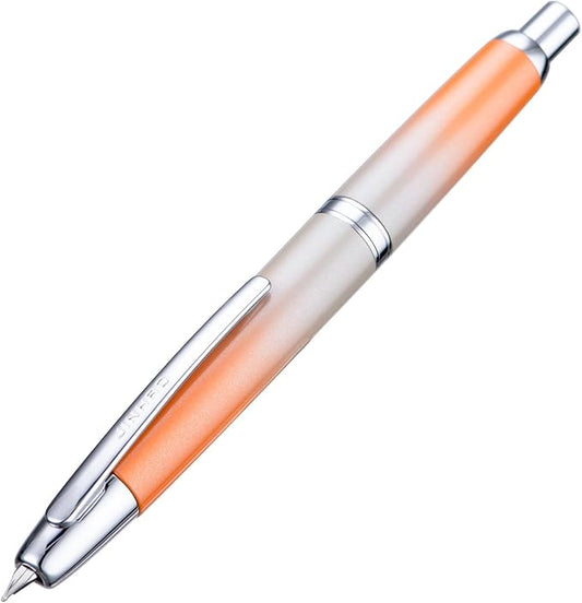 Jinhao 10 Press Fountain Pen with Box, Gradient Light Orange Retractable Fine Nib with Ink Converter Set (Silver Clip)