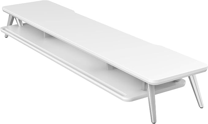 Fenge Dual Monitor Stand, Monitor Stands Riser for 2 monitors, 42.5 Inch Wood Desk Shelf with Storage Organizer and Cable Management for Office Desk Accessories