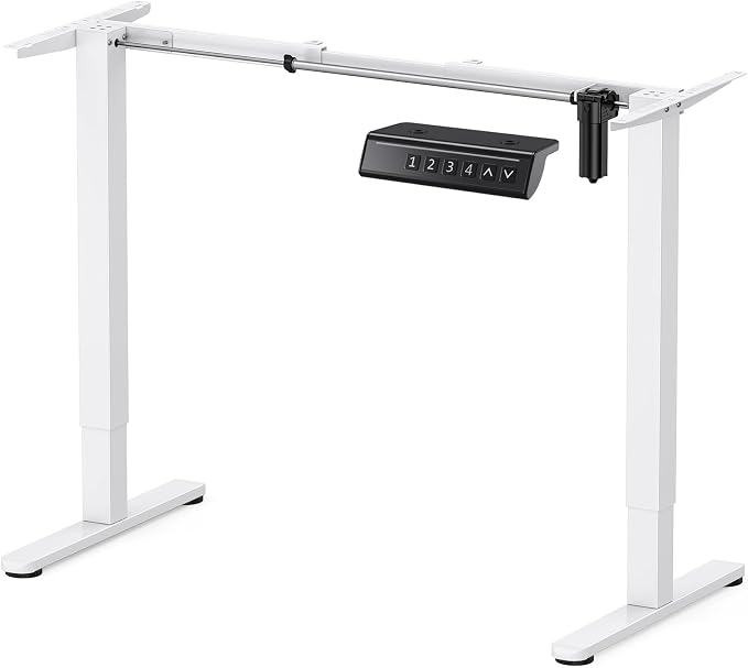 ErGear Electric Standing Desk Legs, 4 Memory Height Settings Height Adjustable Desk Frame, Sit Stand Table Legs Up to 47.2", Ergonomic Stand up Converter Base Workstation, White Frame Only