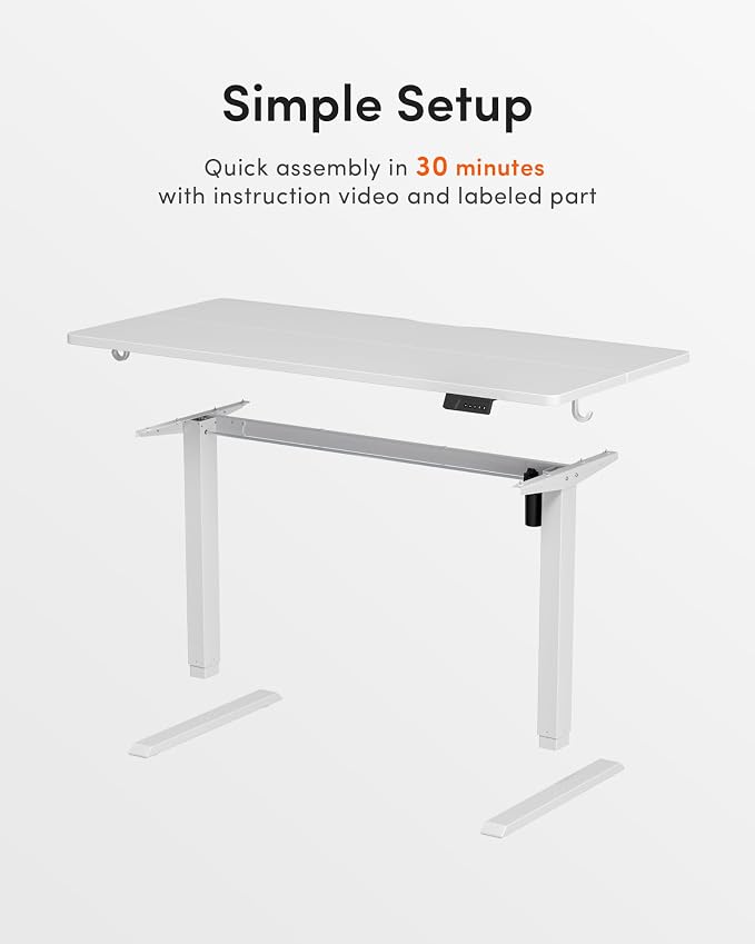 DESINO Standing Desk, 40 × 24 Inches Electric Height Adjustable, Sit and Stand Up, Computer Office Desk with Splice Board, White Frame/White TOP