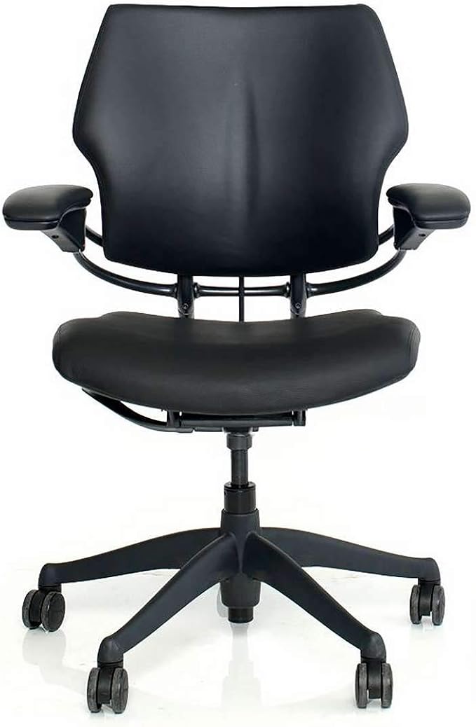 Humanscale Freedom Office Task Desk Chair | Corde 4 Black Seat and Back | Graphite Frame | Height-Adjustable Duron Arms | Standard Foam Seat, Hard Carpet Casters, and 5" Cylinder