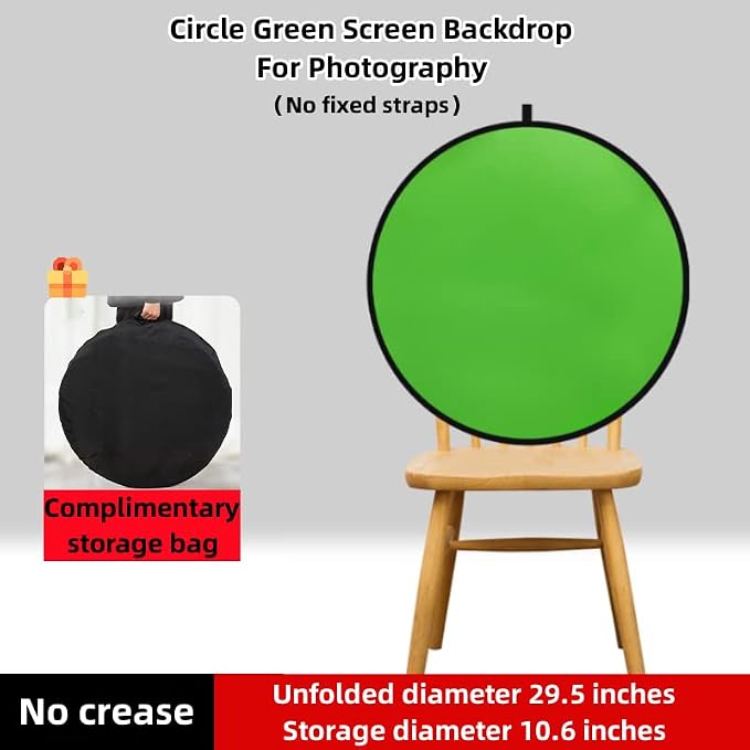 Portable Green Screen Chair 29.5in – Double Sided Foldable Greenscreen Backdrop, Chroma Key for Streaming Games, Zoom Calls & Photography