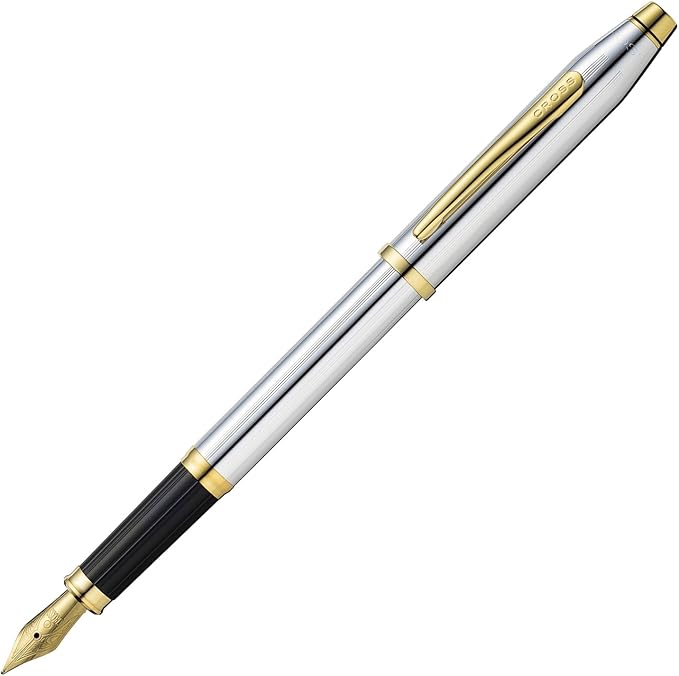 Cross Century II Refillable Fountain Pen, Fine Nib, Includes Premium Gift Box - Medalist Chrome