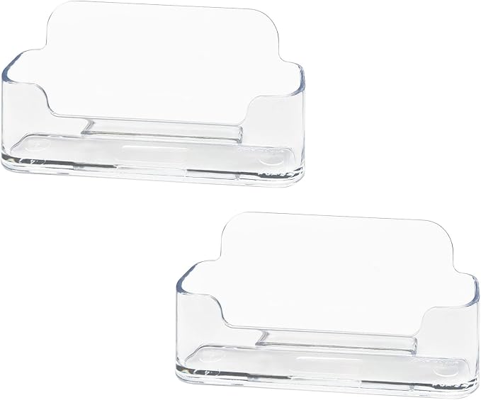 HSYMQ Acrylic Business Card Holder for Desk, Clear Plastic Business Cards Display Holders Stand, Fits 30-50 Business Cards
