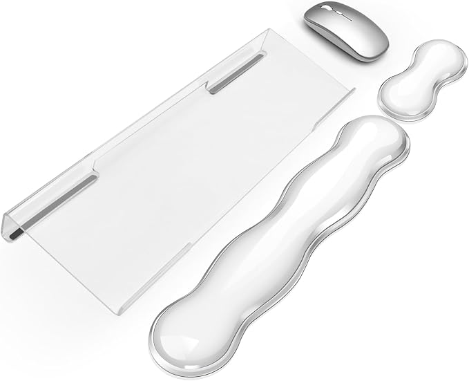 Computer Keyboard Stand with Gel Keyboard Wrist Rest, Tilted Acrylic Keyboard Holder - Ergonomic Wrist Rest Support Keyboard for Typing Pain Relief，Suitable for Office/Computer/Laptop/Gaming