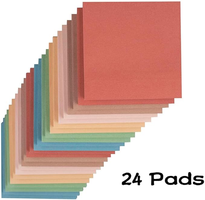 (24 Pads) Sticky Notes 3x3 inch, Self-Stick Pads Vintage Colors Sticky Note, Recyclable, Easy to Post for Home, Office, Notebook