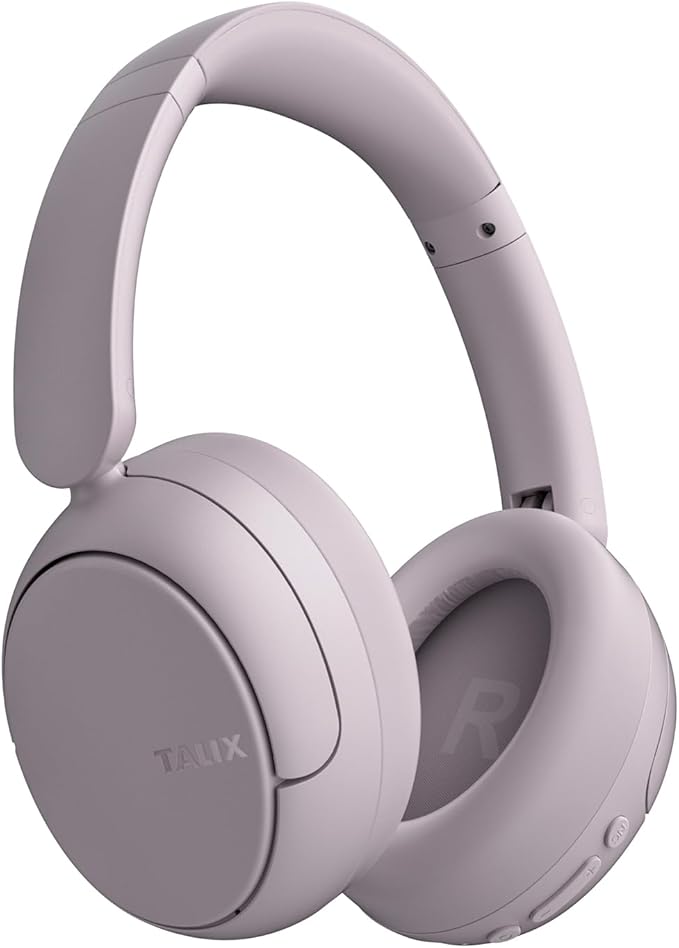 TALIX H30 Hybrid Active Noise Cancelling Headphones, 110H Playtime Hi-Res Audio Bluetooth 6.0 Wireless Over Ear ANC Headphones for Commute/Travel (Purple)