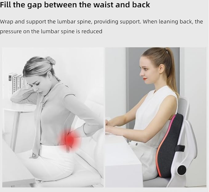 X Large Memory Foam Seat Cushion & Lumbar Support Pillow, Sciatica & Tailbone Pressure Relief Coccyx Cushion for Office Chair, Car, Wheelchair, Home - Dark Grey
