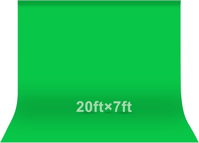 EMART Green Screen Photo Backdrop, 20 x 7 ft Photoshoot Backdrop Chroma Key Green Screen Polyester Cloth Fabric Curtain for Background Removal, Zoom Meeting, Photo Video Studio, Live Streaming