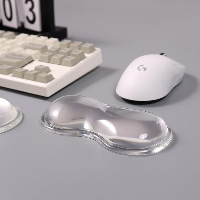 Clear Gel Wrist Rest for Mouse, White Silicone Mouse Wrist Rest, Relax Your Wrist, for Laptop Computer Office & Home (White-Short)