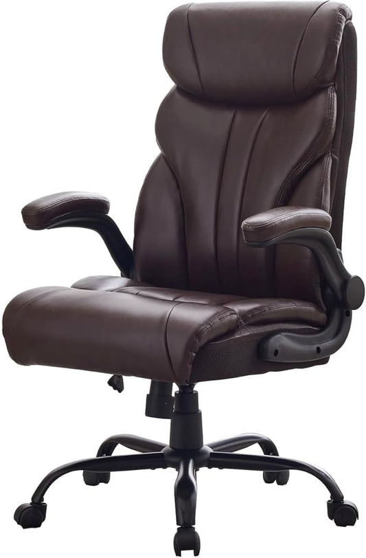 Ergonomic Executive Office Chair for Big and Tall, 500lbs Heavy Duty Capacity, PU Leather Computer Task Chair, Adjustable Recline, Swivel with Lumbar Support and Footrest