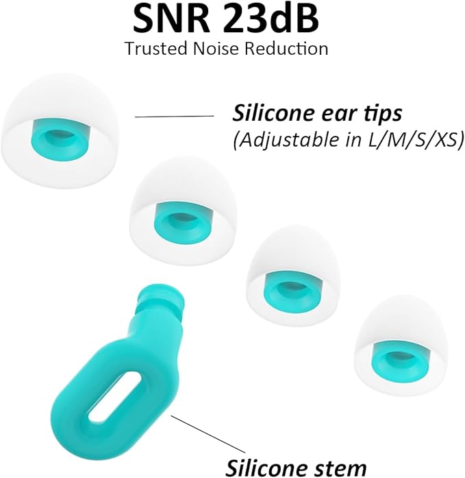 Focus Noise-reducing Earplugs - Reusable Silicone Earplugs for Deep Focus, Work, Study, Comfy Sleep, Misophonia, Travel, Hearing Protection - Adjustable in XS/S/M/L, SNR 23, NRR 17, Cyan
