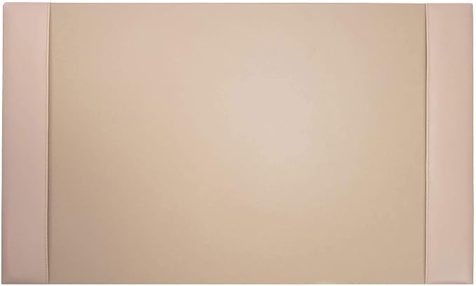 Dacasso Bonded Pad with Side Rails Luxury Leather Desk Blotter for Writing, 30 x 18 (White Latte)