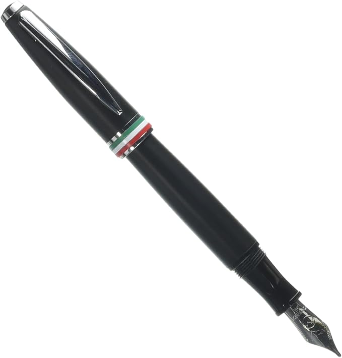 Monteverde USA Aldo Domani Italia Fountain Pen Matte Black - Stub Nib - Luxury Writing Pen - Italian Design - JoWo Stainless Steel Nib - Smooth Ink Flow - Refillable - Gift Box Included
