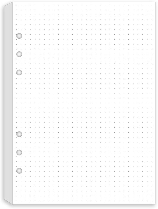A5 Dotted Paper Refills - 6 Hole Punched, 100 Sheets/200 Pages Dot Grid Paper, Refills for Filofax Planner/Binders/Organizer, 100gsm, 5.8'' x 8.3''