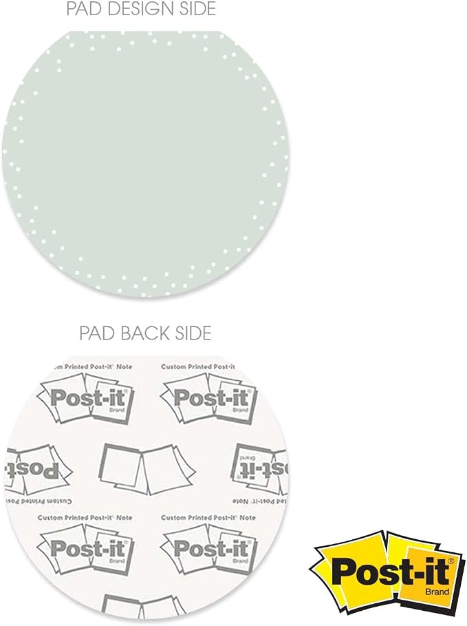 Pastel Sticky Note Pad Assortment/Set of 3 Round Flat Top Polkadot Pattern Note Pads / 3.5" Modern Sticky Notes / 50 Sheets Per Pad/Made in USA