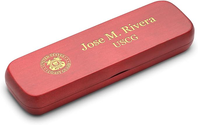 Executive Gift Shoppe | Coast Guard Theme Personalized Cherry Finish Pen and Pencil Set