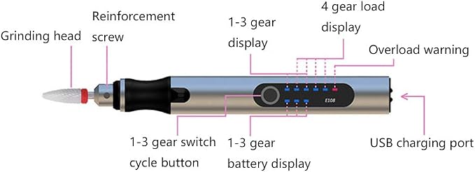 Rechargeable cordless Electric Micro Engraver Pen Mini DIY Engraving Tool Kit for Metal Glass Ceramic Plastic Wood Jewelry with 30 Bits and 16 Stencils and 1 Scriber Pen