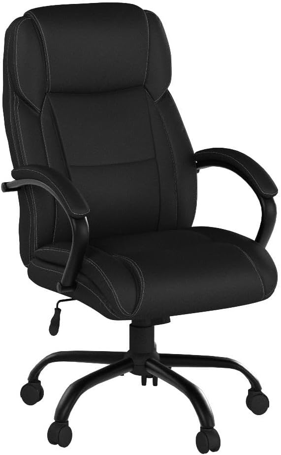 Big & Tall Executive Office Chair Heavy Duty 500LBS Computer Desk Chair Ergonomic High Back Task Rolling Swivel Chair with Lumbar Support Armrest PU Leather Oversizd Wide Seat Office Chair, Black