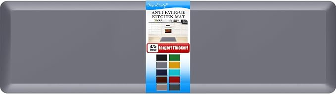 4/5 Inch Thick Kitchen Mat - Cushioned Anti Fatigue Mats for Kitchen Floor - Easy to Clean, Waterproof, Non-Slip Kitchen Rug for Sink, Office, Kitchen (30''x108'' Grey)